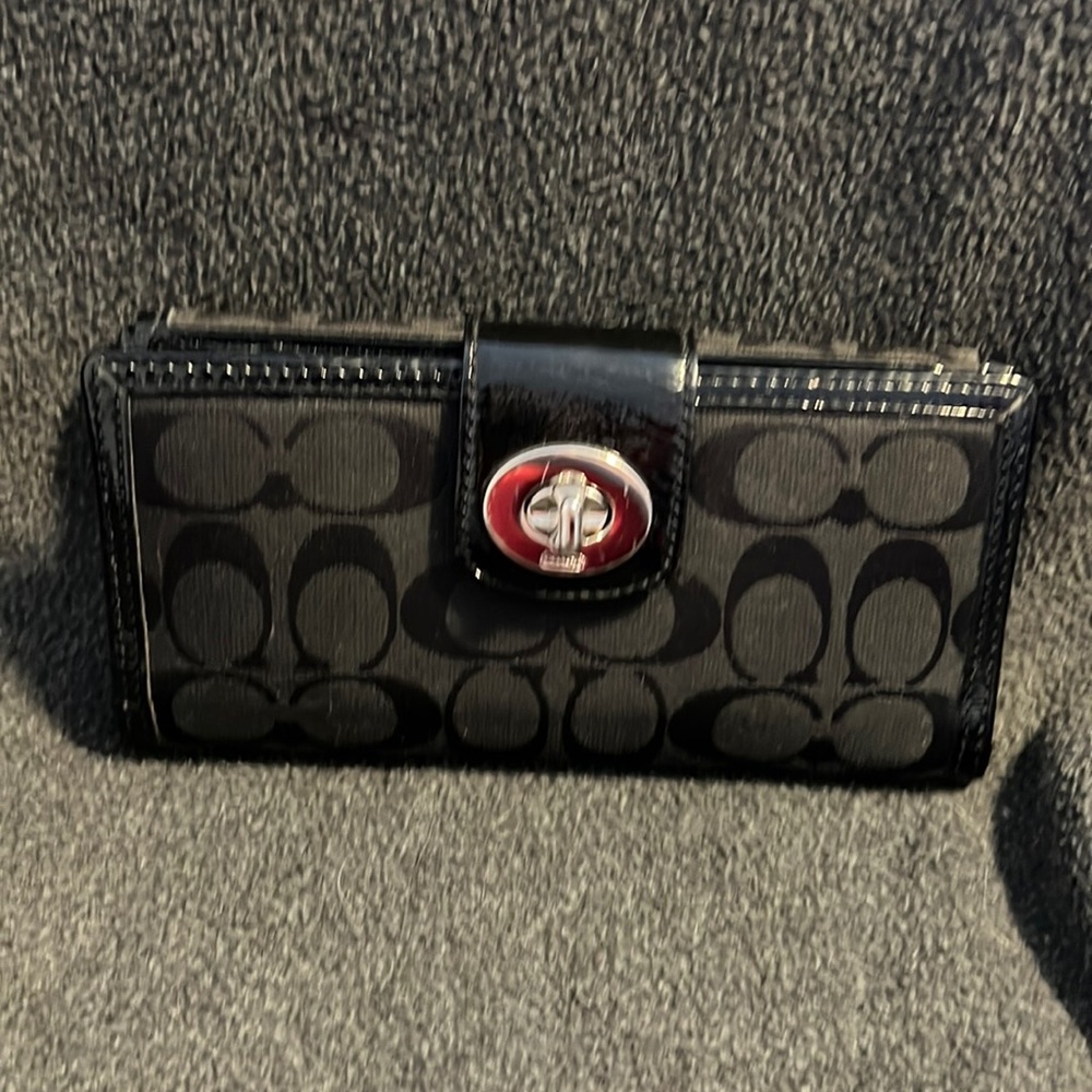 Coach turn lock wallet with matching checkbook holder